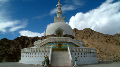 Shanti Stupa in Leh Palace